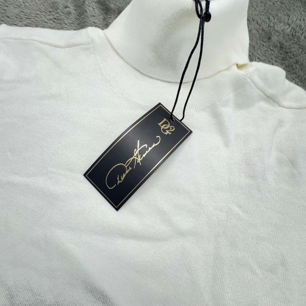 DG2 Diane‎ Gilman White Turtleneck Sweater Fringe Trim Tassel Detail Size L NWT - Picture 4 of 10